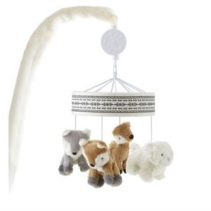 LEVTEX Baby Nursery Crib Mobile Woodland Animals Spins With Music Plush Neutral